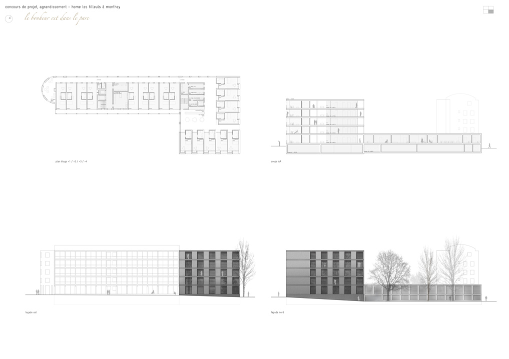 extension to les tilleuls care home in monthey, competition winner
